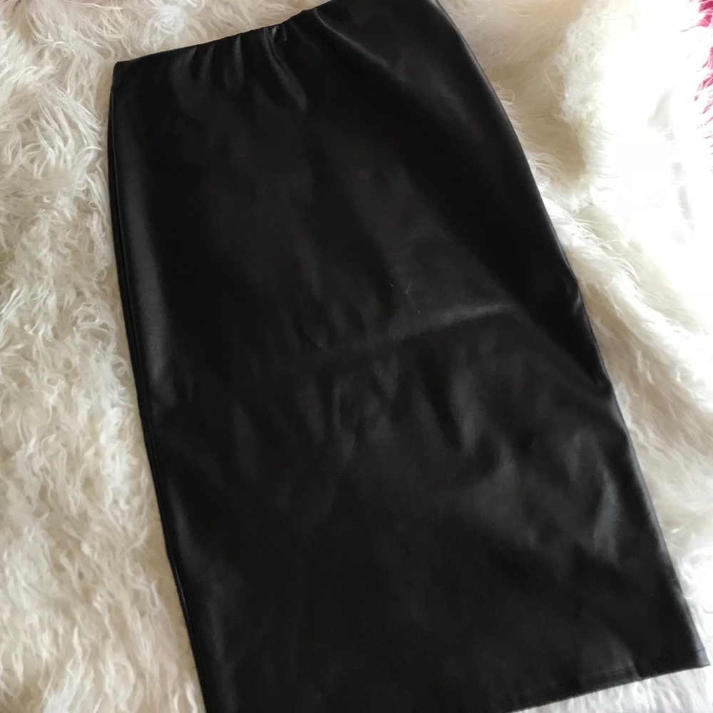 Faux Leather Midi Pencil Skirt